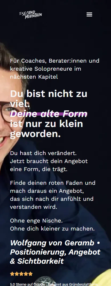 Mobile Website von The Second Mountain