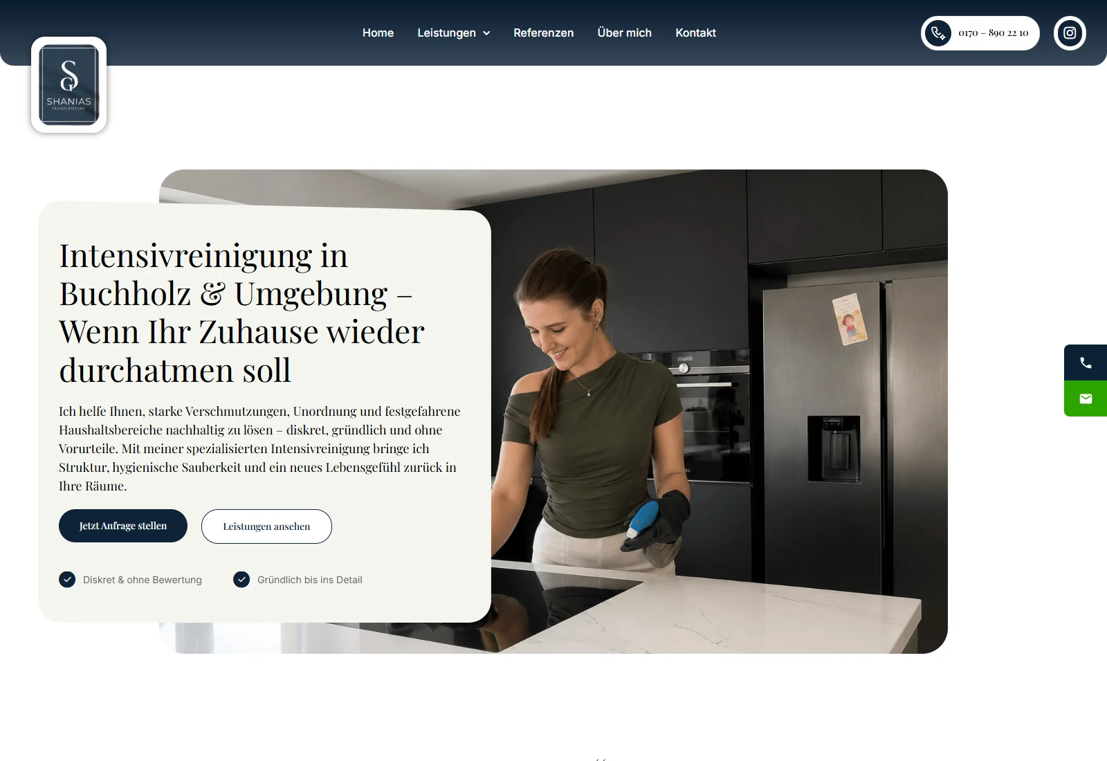 Die Website von Shanias Glanzleistung