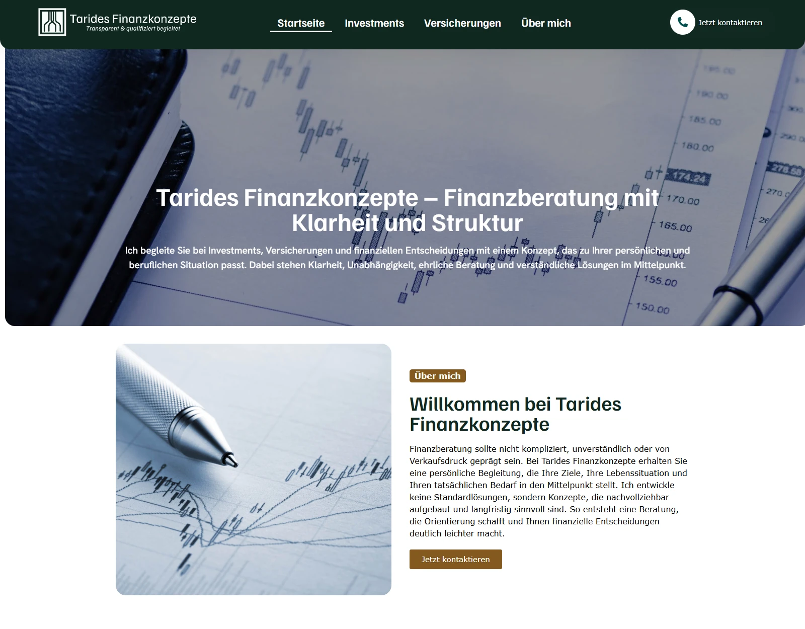 Die Website von Tarides Finanzkonzepte