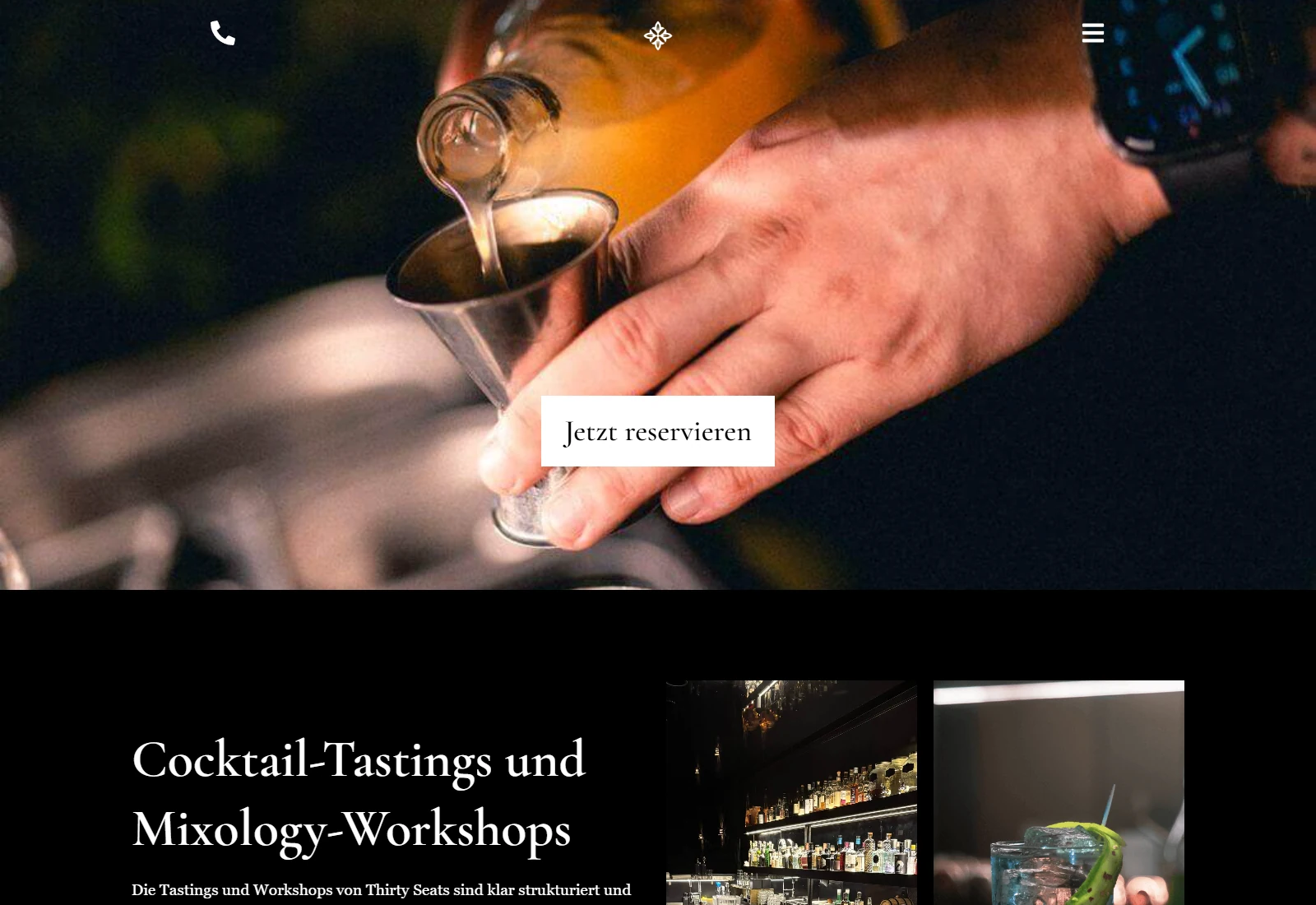 Cocktail-Tastings auf der Thirty-Seats-Website
