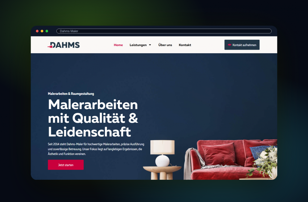 Dahms Maler Website Mockup