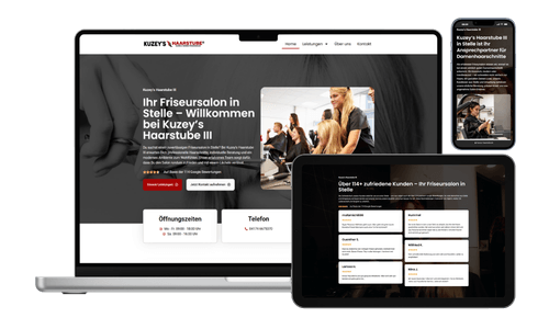 Kuzeys Haarstube Website-Mockup als Enverion Referenzprojekt