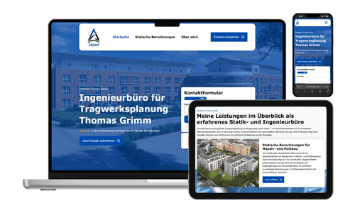 Statiker Thomas Grimm Website-Mockup als Enverion Referenzprojekt