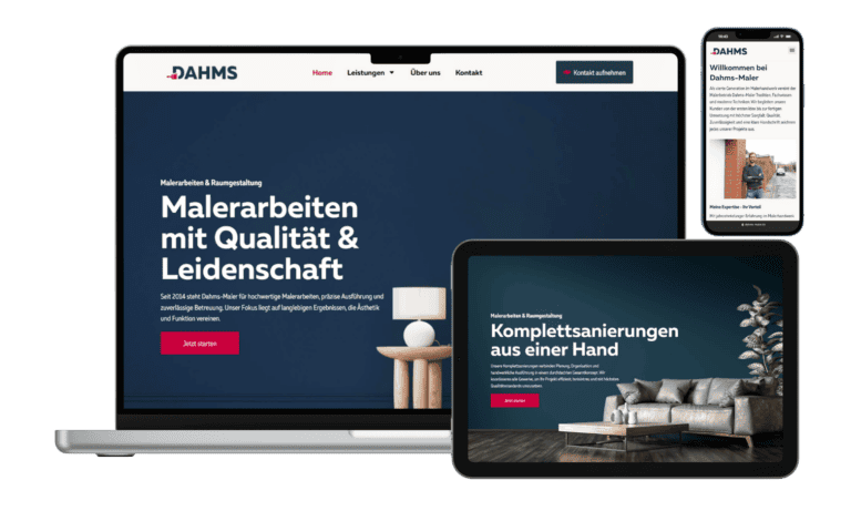 Website-Mockup von Dahms Maler – umgesetzt von Enverion
