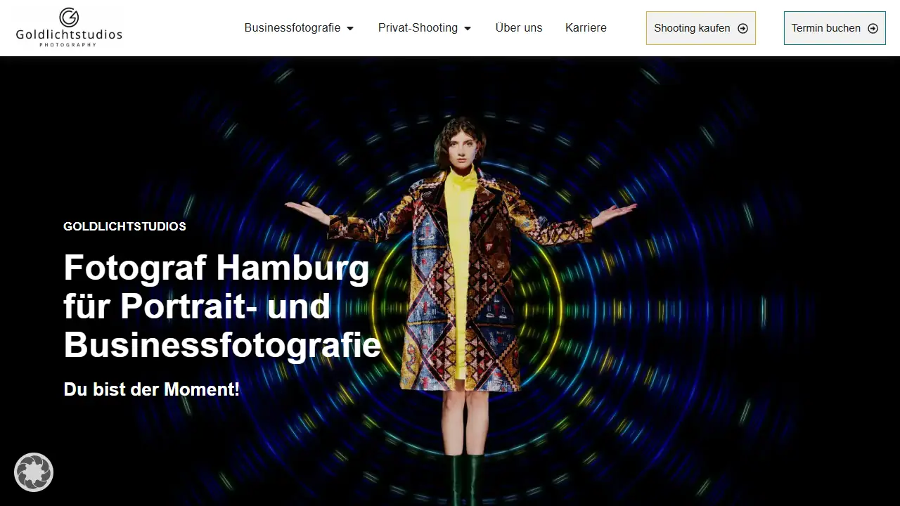 Websiteansicht: Goldlichtstudios
