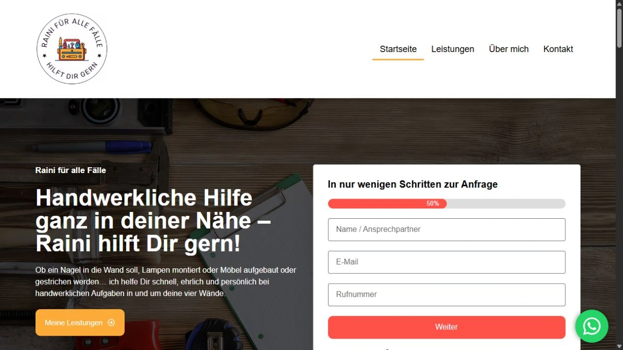 Websiteansicht: Raini für alle Fälle