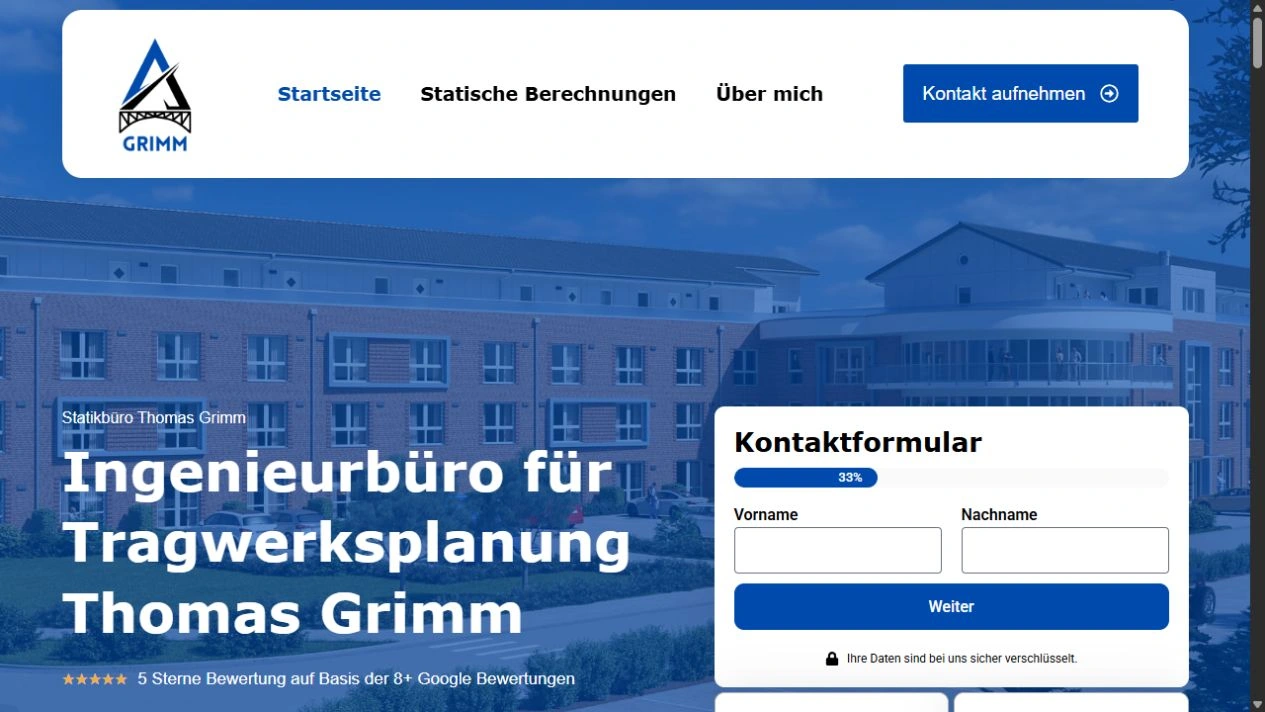 Websiteansicht: Statikbüro Thomas Grimm