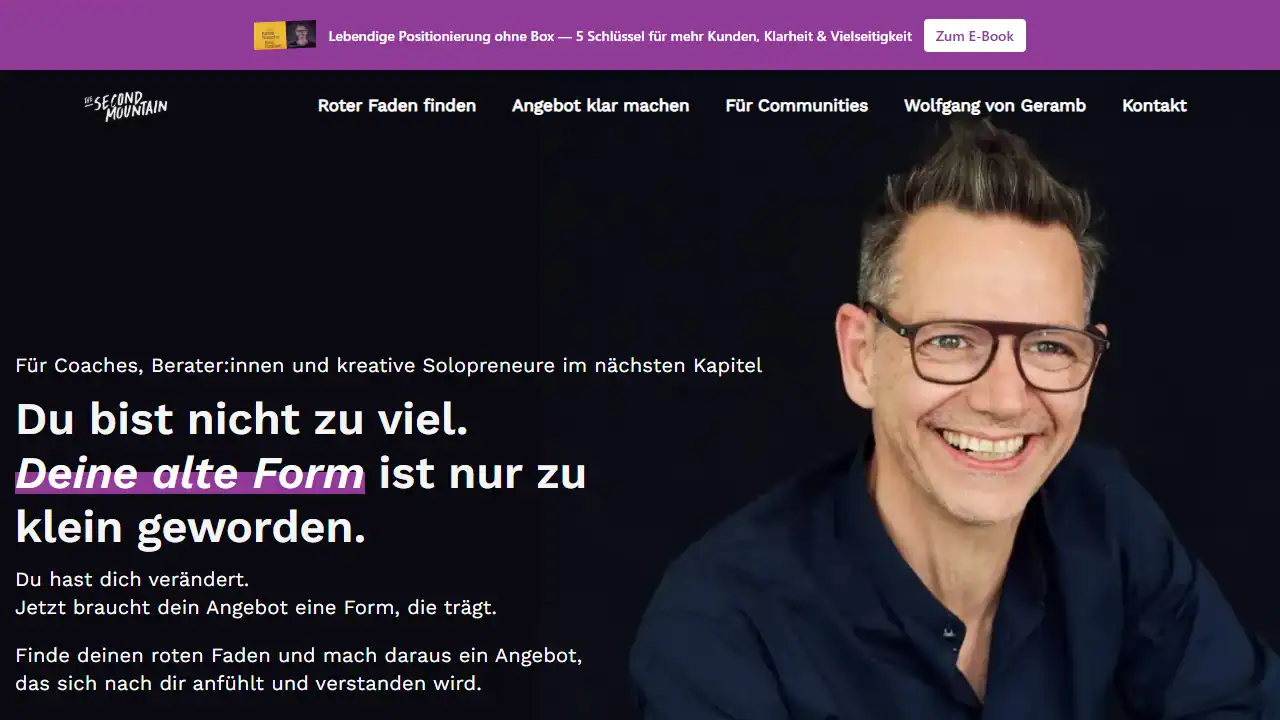 Websiteansicht: The Second Mountain